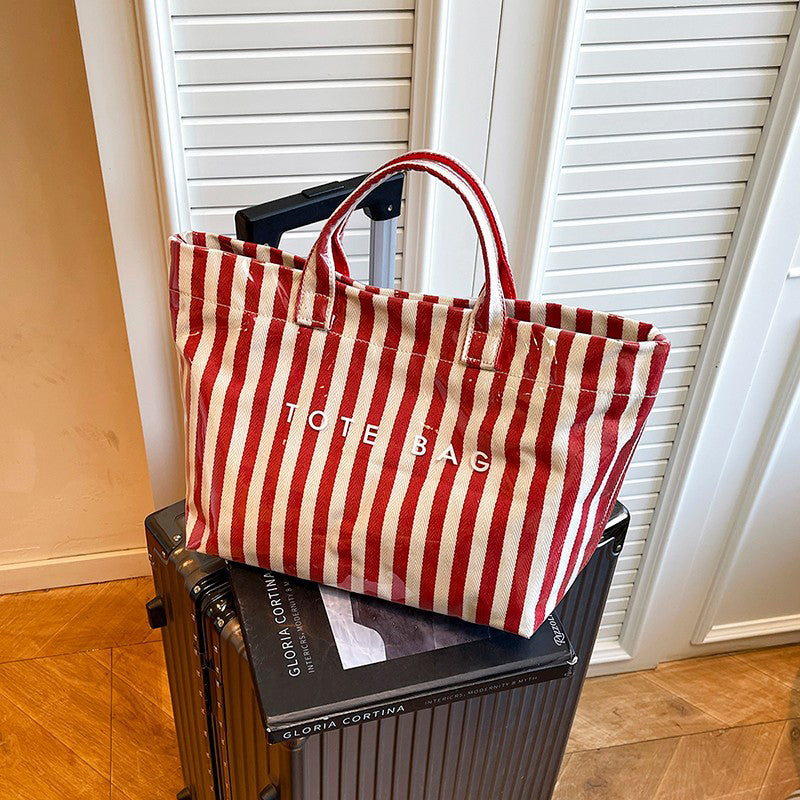 🔥Women's Fashion Striped Canvas Tote Bag