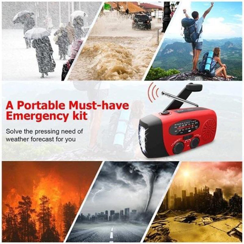 Stay Connected Off-Grid Instantly! Solar Hand Crank Radio & Power Bank