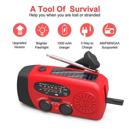 Stay Connected Off-Grid Instantly! Solar Hand Crank Radio & Power Bank