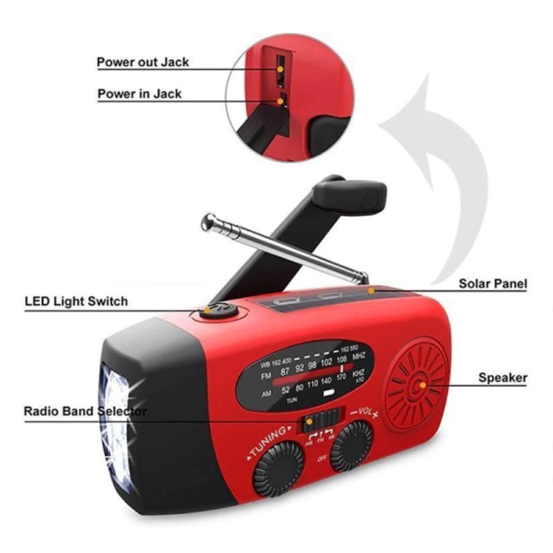 Stay Connected Off-Grid Instantly! Solar Hand Crank Radio & Power Bank