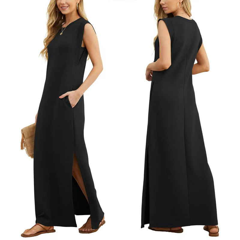 🔥BUY 2 FREE SHIPPING🚢Women's Wrinkle-Free Casual Dress with Split Hem