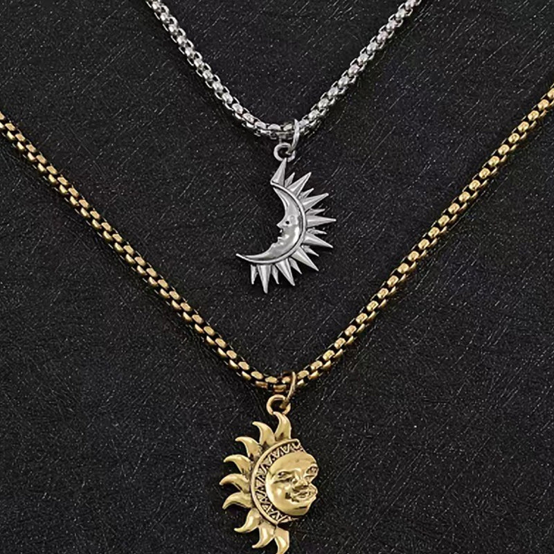 🌞 50% OFF NOW! 🌙 Sun & Moon Pendant Necklace Set – Symbolic Couple Jewelry, Asymmetrical Design & Meaningful Gift ✨