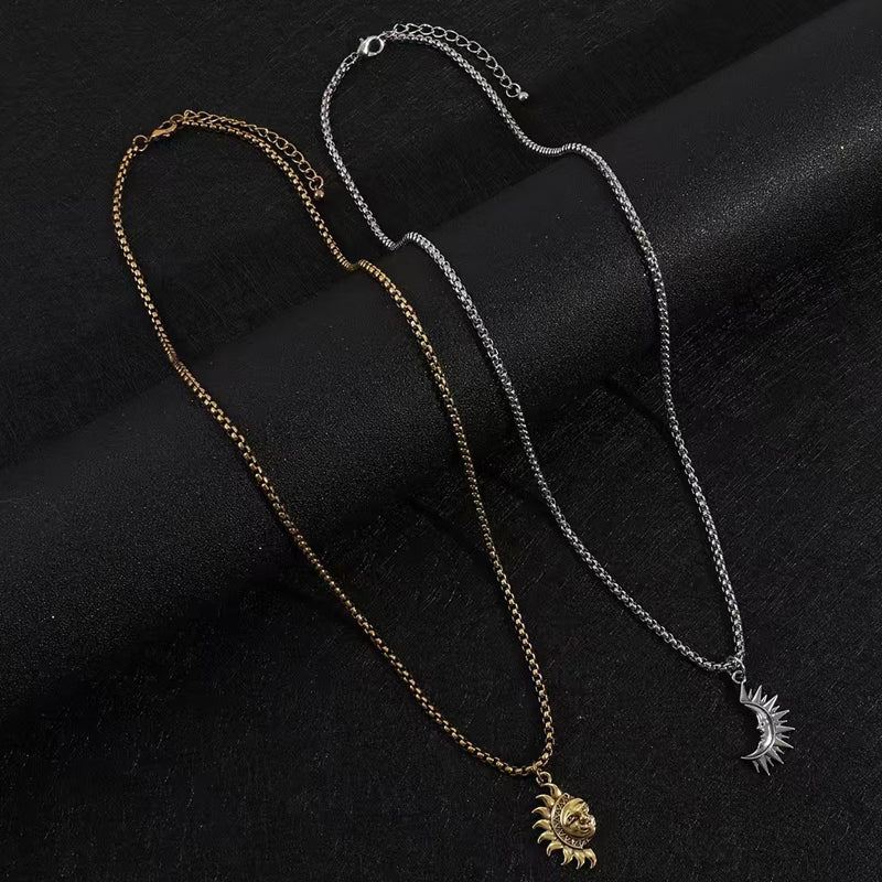 🌞 50% OFF NOW! 🌙 Sun & Moon Pendant Necklace Set – Symbolic Couple Jewelry, Asymmetrical Design & Meaningful Gift ✨