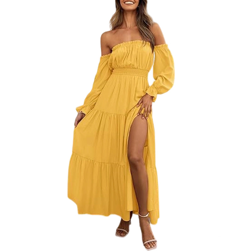 2026⏰🎁Women's Off-Shoulder High-Waist Dress