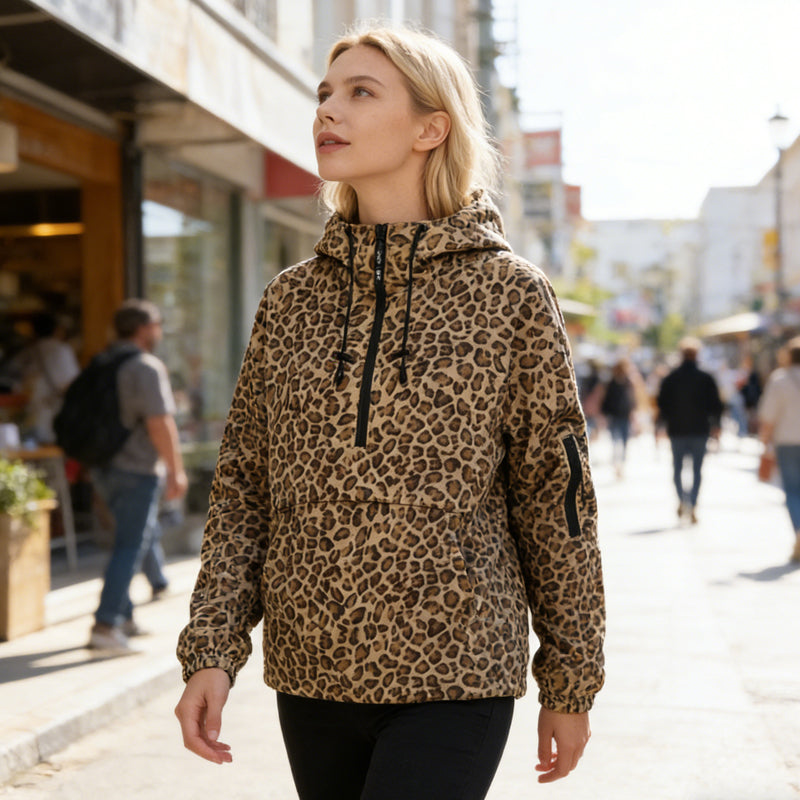 ✨🔥Leopard Print Hooded Pullover with Kangaroo Pocket🧥