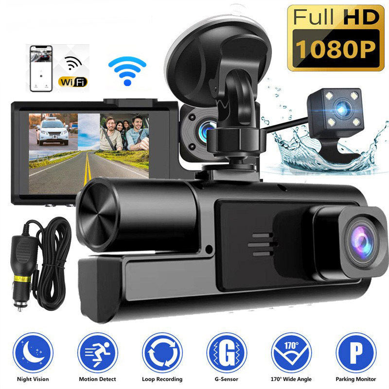 Record Every Angle Instantly! No-Blind Triple-Cam HD Dashcam