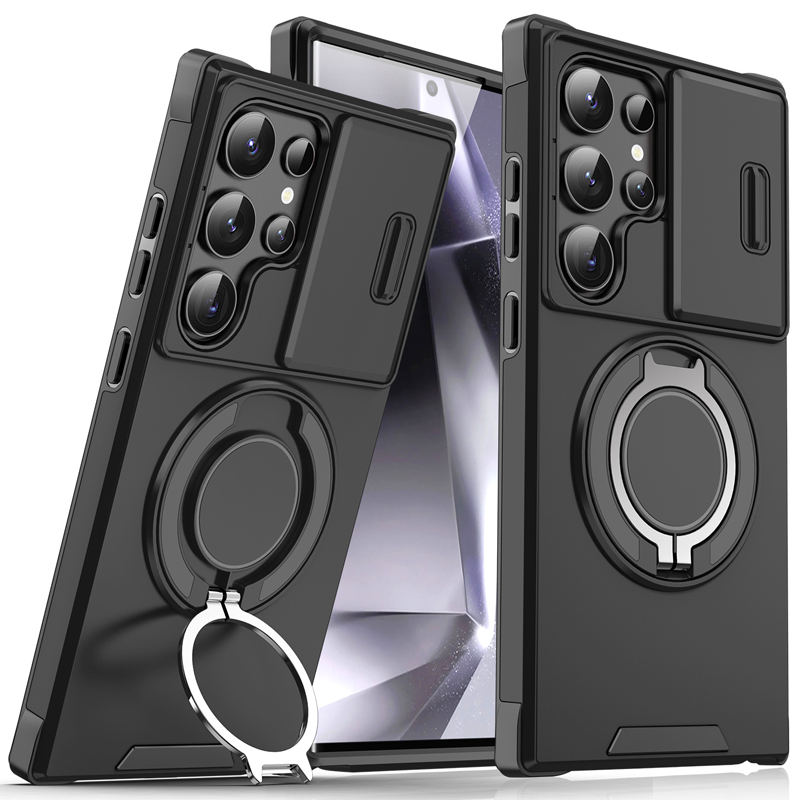 Magnetic Stand Phone Case for Samsung – Slide Camera Cover, 360° Ring Grip & Kickstand, Full Protection 📱