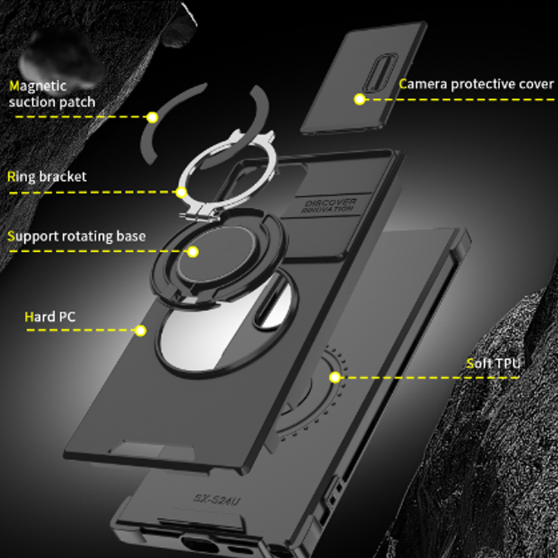 Magnetic Stand Phone Case for Samsung – Slide Camera Cover, 360° Ring Grip & Kickstand, Full Protection 📱