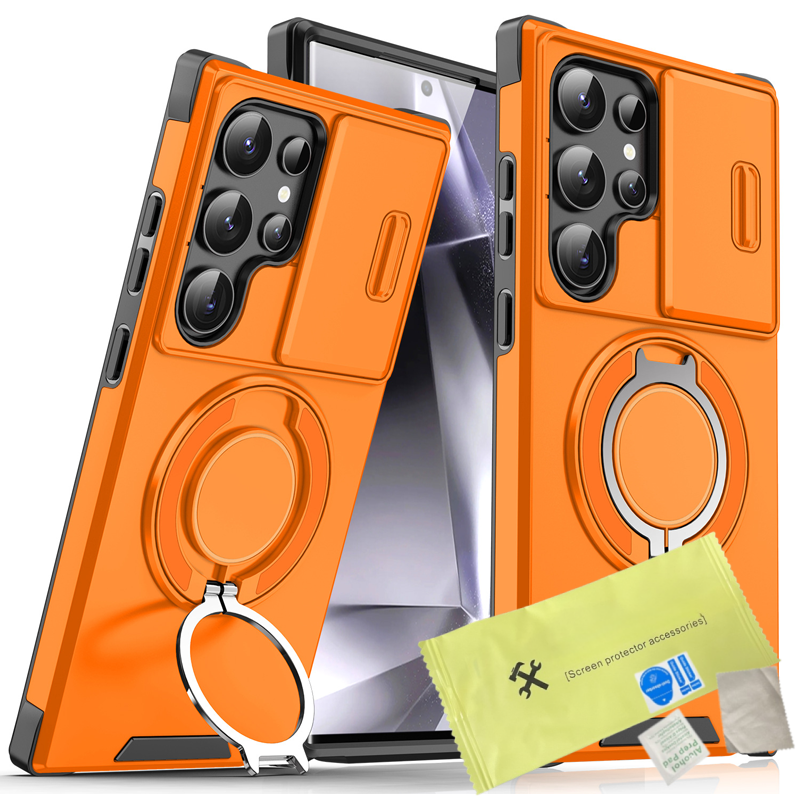 Magnetic Stand Phone Case for Samsung – Slide Camera Cover, 360° Ring Grip & Kickstand, Full Protection 📱