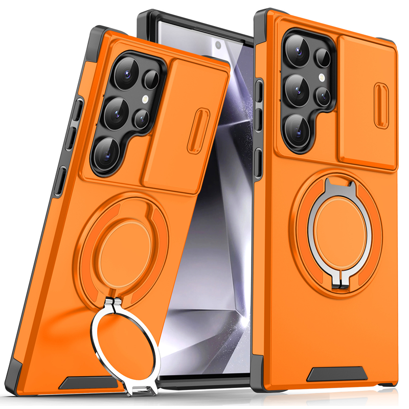Magnetic Stand Phone Case for Samsung – Slide Camera Cover, 360° Ring Grip & Kickstand, Full Protection 📱
