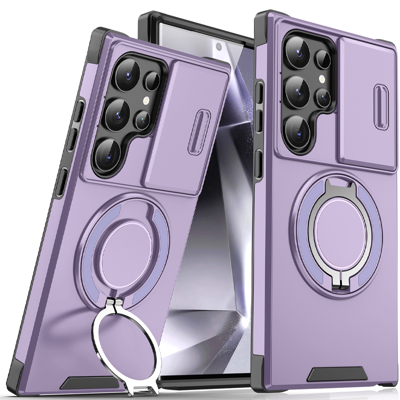 Magnetic Stand Phone Case for Samsung – Slide Camera Cover, 360° Ring Grip & Kickstand, Full Protection 📱