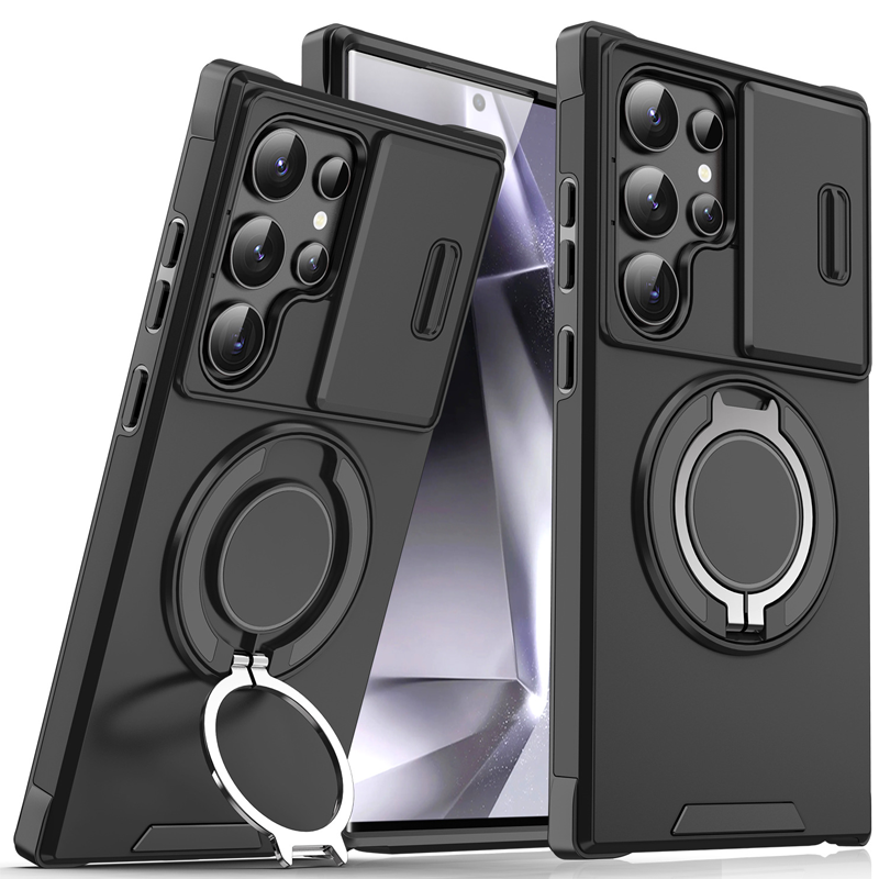 Magnetic Stand Phone Case for Samsung – Slide Camera Cover, 360° Ring Grip & Kickstand, Full Protection 📱