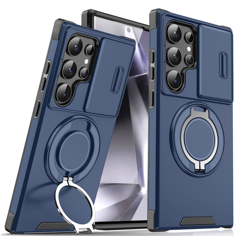 Magnetic Stand Phone Case for Samsung – Slide Camera Cover, 360° Ring Grip & Kickstand, Full Protection 📱