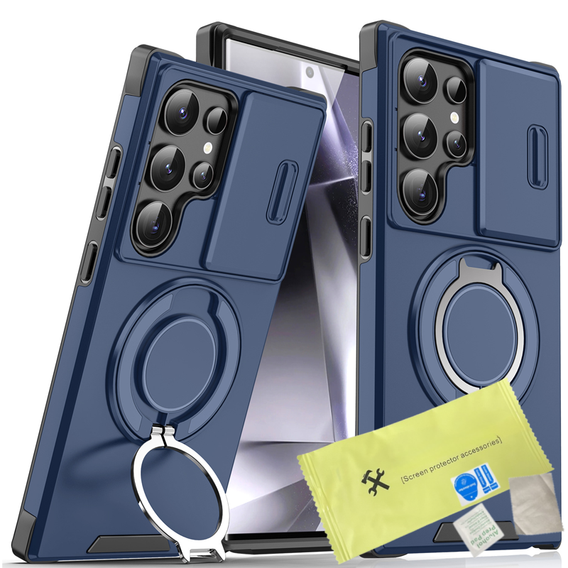 Magnetic Stand Phone Case for Samsung – Slide Camera Cover, 360° Ring Grip & Kickstand, Full Protection 📱