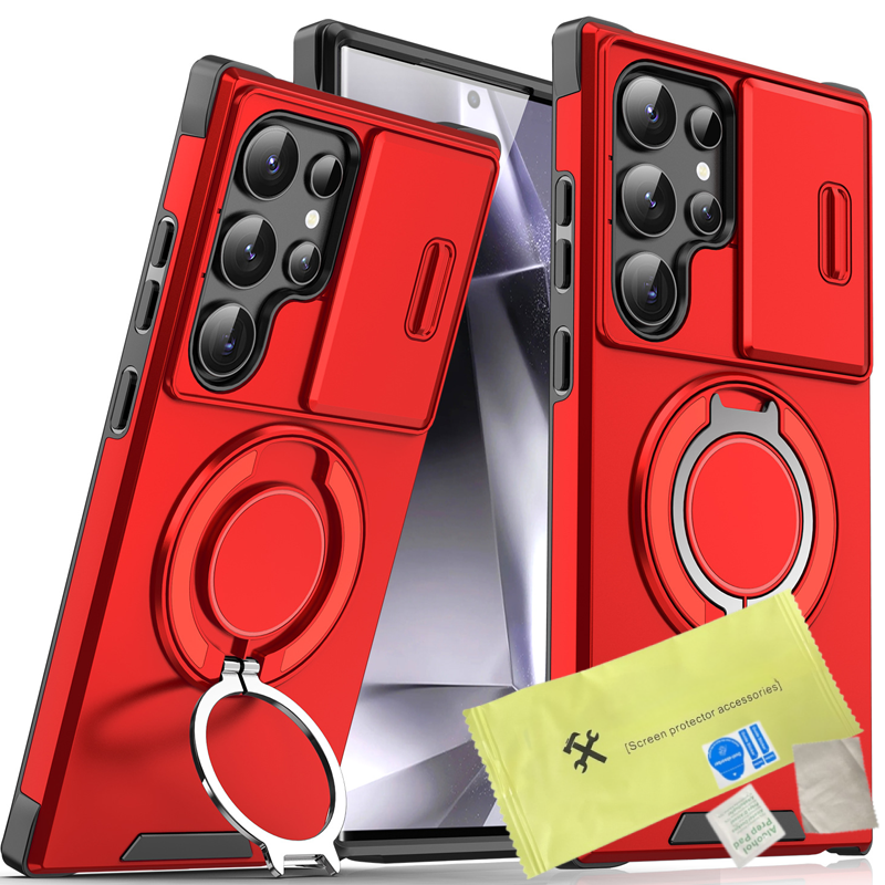 Magnetic Stand Phone Case for Samsung – Slide Camera Cover, 360° Ring Grip & Kickstand, Full Protection 📱