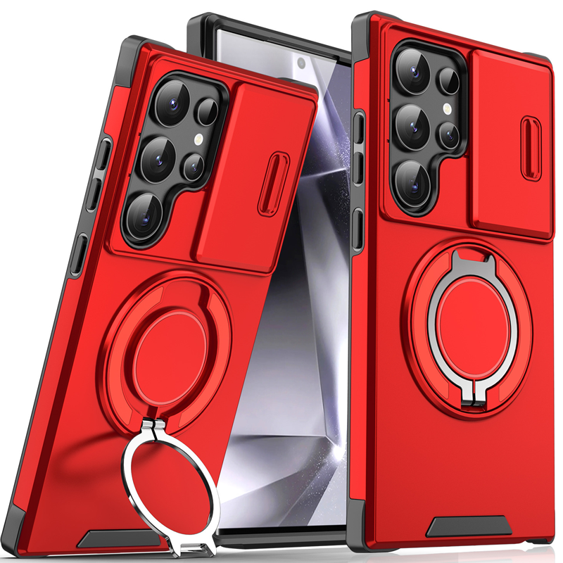 Magnetic Stand Phone Case for Samsung – Slide Camera Cover, 360° Ring Grip & Kickstand, Full Protection 📱