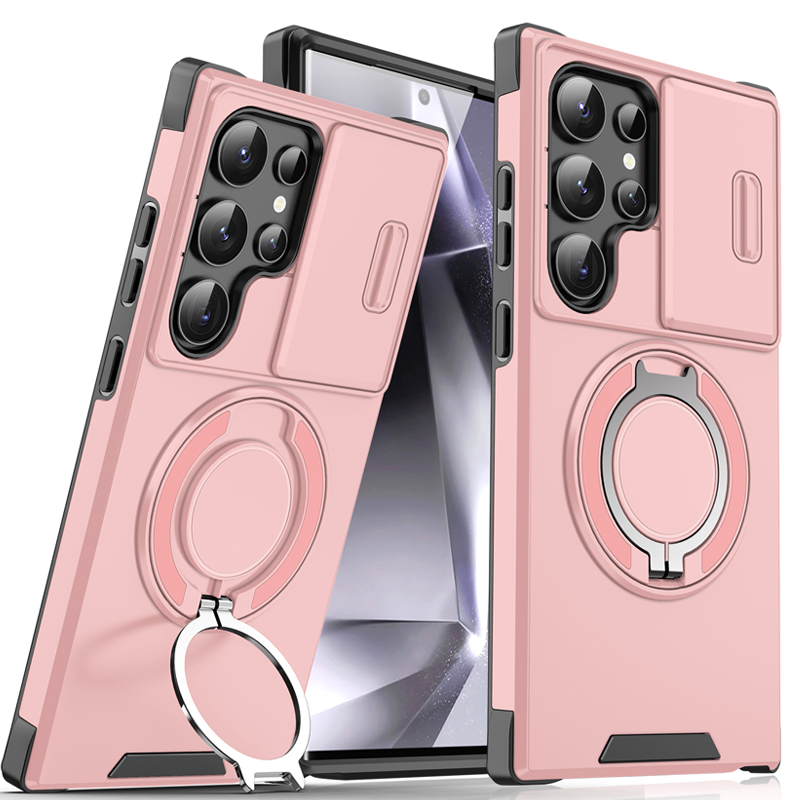 Magnetic Stand Phone Case for Samsung – Slide Camera Cover, 360° Ring Grip & Kickstand, Full Protection 📱