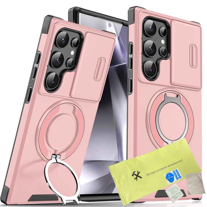 Magnetic Stand Phone Case for Samsung – Slide Camera Cover, 360° Ring Grip & Kickstand, Full Protection 📱