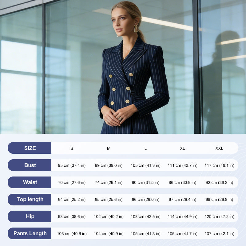 ⏳Time-Limited Special⏰Women's Pinstripe Double-Breasted Suit Set