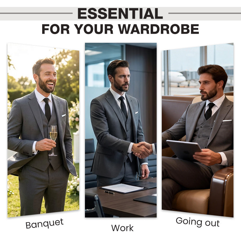 👔 60% OFF NOW! 🕴️ Men's Slim-Fit 3-Piece Suit Set – Tailored Fit, Premium Fabric & Perfect for Formal Occasions 🤵