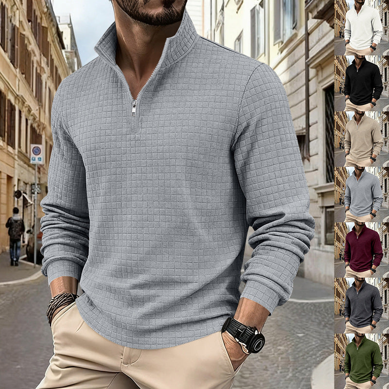 ✨Men's Quarter-Zip Jacquard Pullover Sweatshirt
