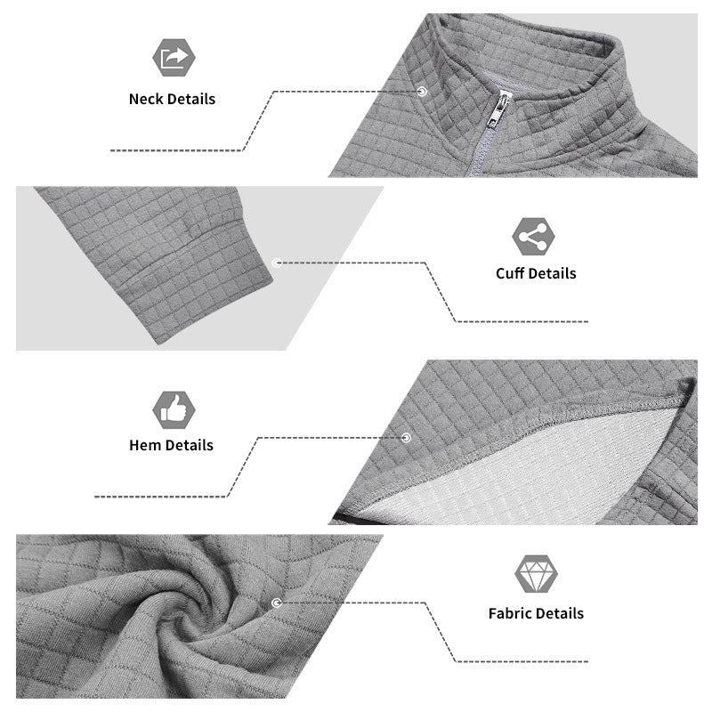 ✨Men's Quarter-Zip Jacquard Pullover Sweatshirt