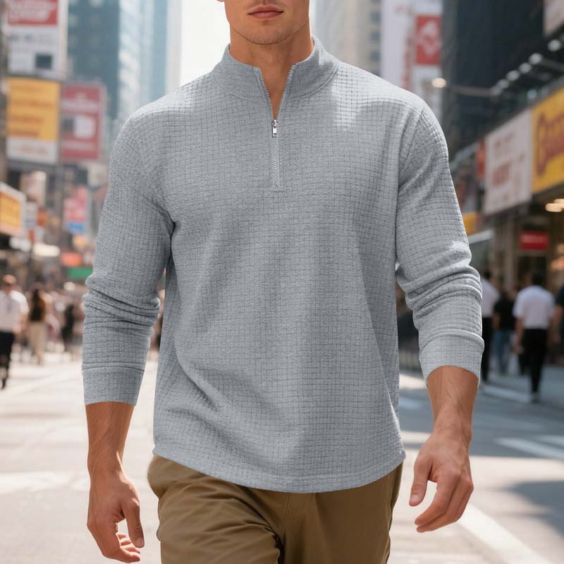 ✨Men's Quarter-Zip Jacquard Pullover Sweatshirt