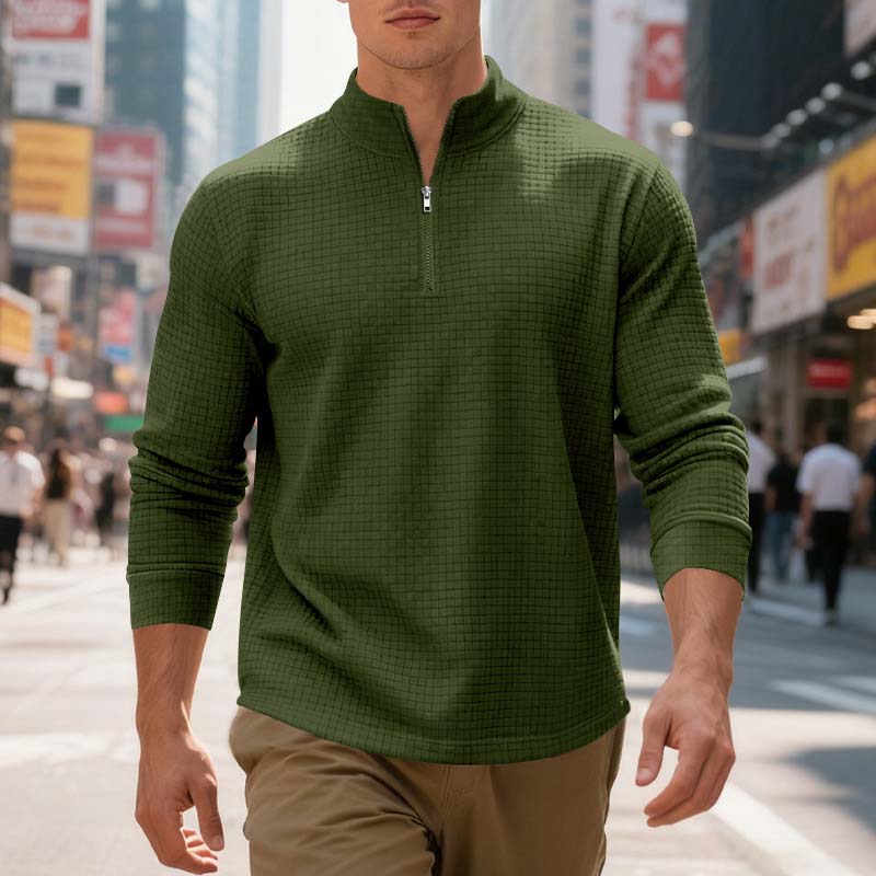 ✨Men's Quarter-Zip Jacquard Pullover Sweatshirt