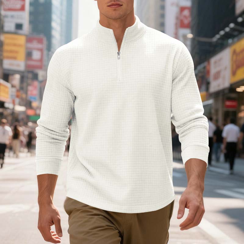 ✨Men's Quarter-Zip Jacquard Pullover Sweatshirt