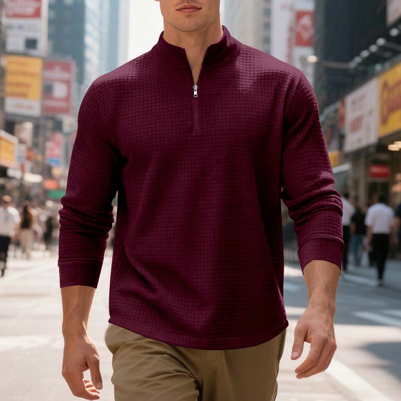 ✨Men's Quarter-Zip Jacquard Pullover Sweatshirt