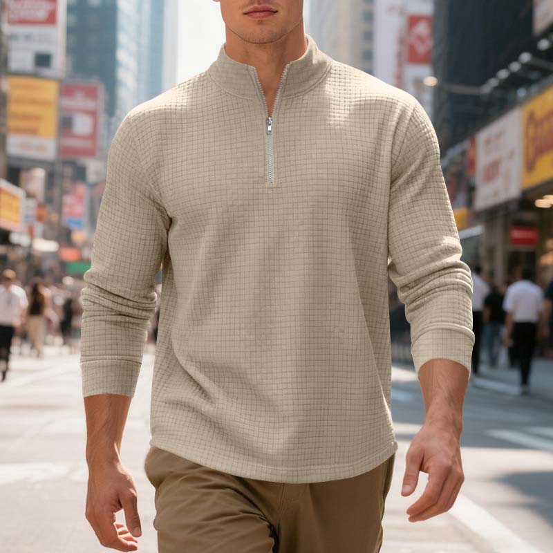 ✨Men's Quarter-Zip Jacquard Pullover Sweatshirt