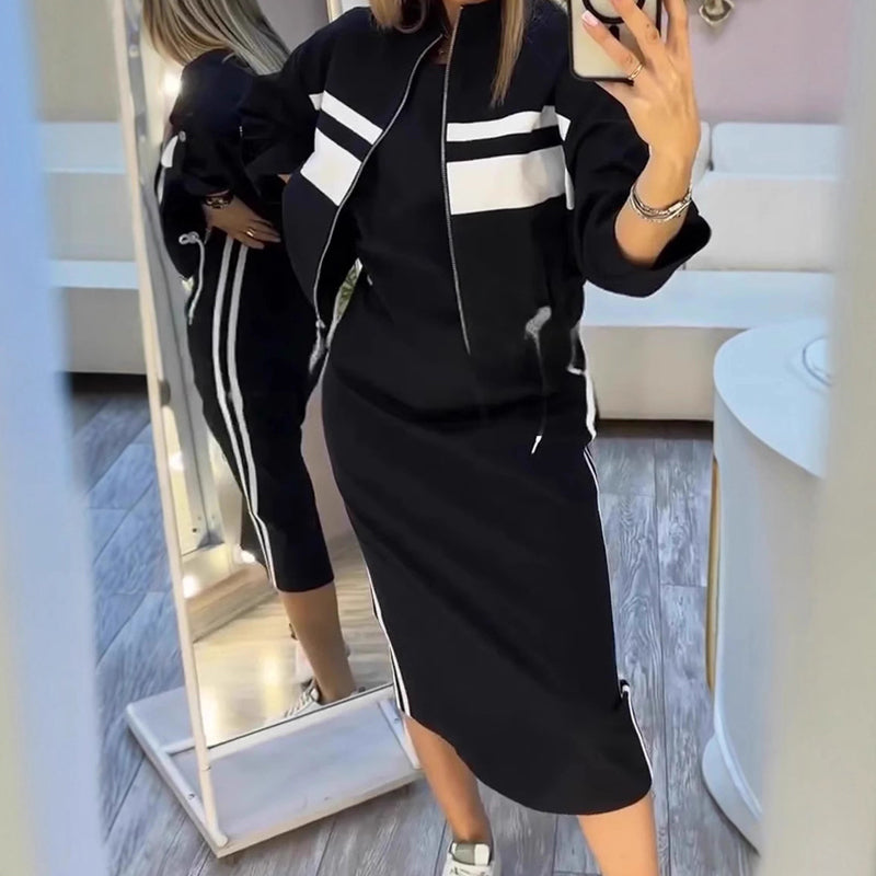 🎉 55% OFF! ⚡ WOMEN'S BOMBER JACKET & BODYCON SKIRT SET – SPORTY CHIC, INSTANT OUTFIT
