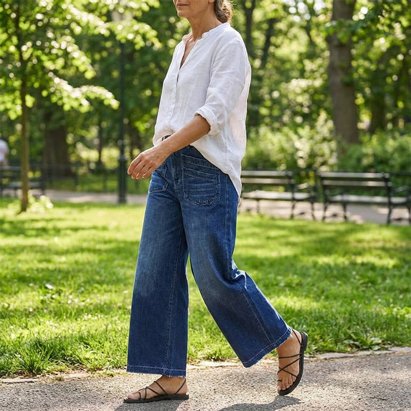 👖60% OFF NOW! ✨ Women's Casual High-Rise Wide-Leg Jeans – Tummy Control, Elongated Silhouette & All-Day Comfort 💙