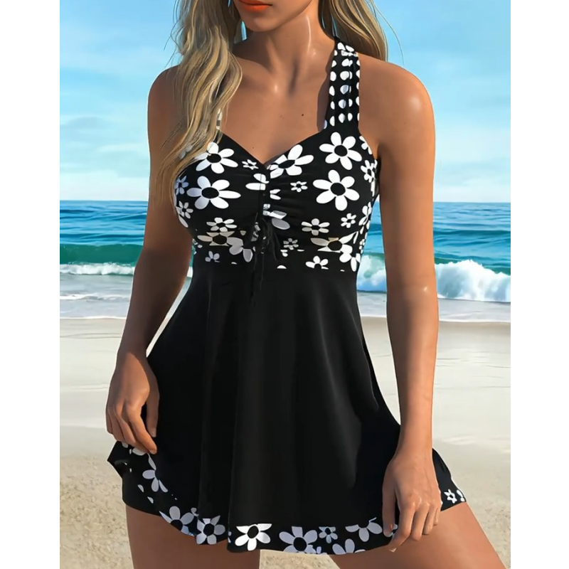 Women's Floral Print Tankini Swimsuits with Boyshorts