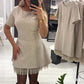 Women’s Sparkling Lace Trim Short-Sleeve Mini Dress