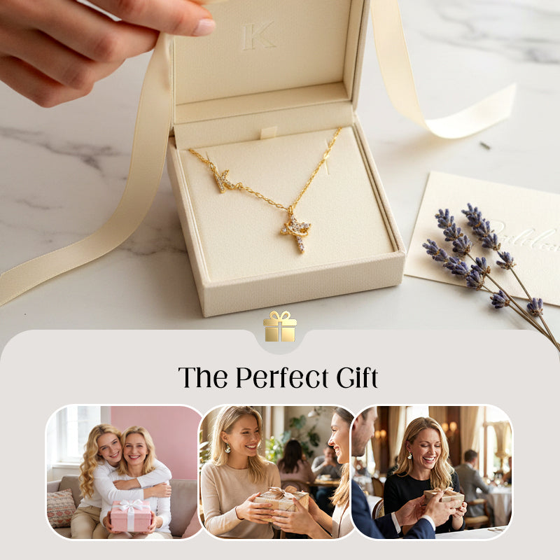 💎 Dainty Petal Chain Necklace with Initial Charm – Adjustable, Sparkling & Faith-Inspired Design ✨📿