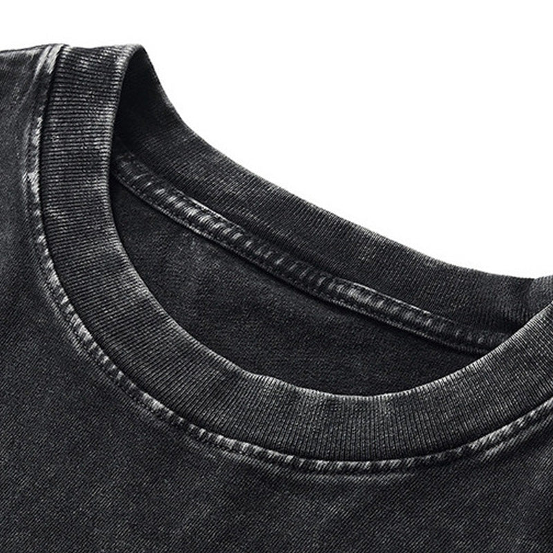 Loose Vintage Solid Color Short Sleeve Top