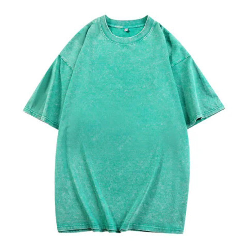Loose Vintage Solid Color Short Sleeve Top