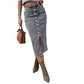 High-Waist Button-Front Denim Skirt