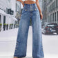 Women’s High-Waist Wide-Leg Jeans with Side Slits