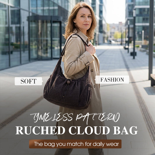 🎁 Hot Sale 50% OFF🔥Plaid Drawstring Ruched Cloud Bag