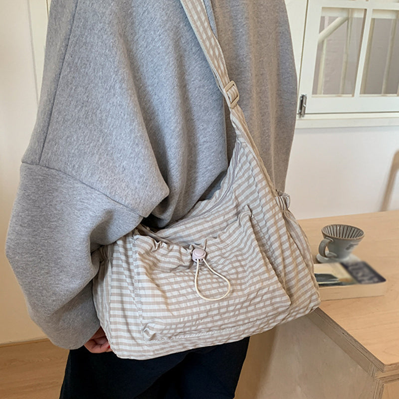 🎁 Hot Sale 50% OFF🔥Plaid Drawstring Ruched Cloud Bag