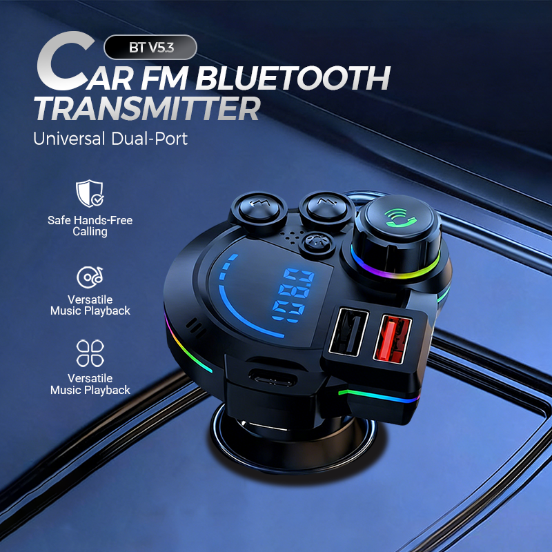 Bluetooth 5.3 FM Transmitter – Dual Fast Charge & Hands-Free Calls