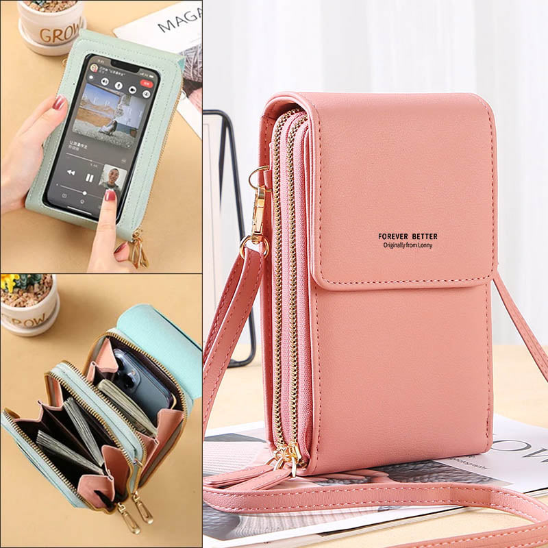 RFID Anti-Theft Phone Crossbody – Touchscreen & Multi-Compartment Design