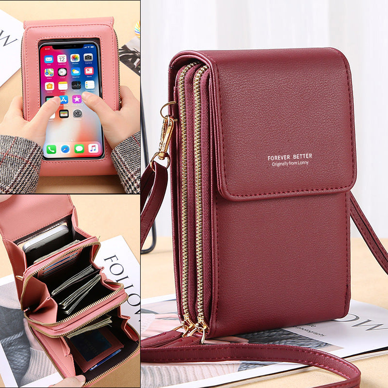 RFID Anti-Theft Phone Crossbody – Touchscreen & Multi-Compartment Design