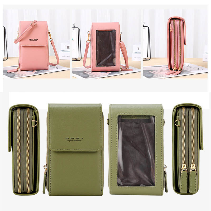 RFID Anti-Theft Phone Crossbody – Touchscreen & Multi-Compartment Design