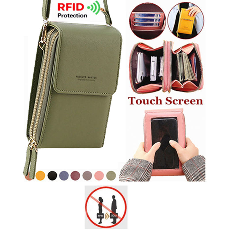 RFID Anti-Theft Phone Crossbody – Touchscreen & Multi-Compartment Design