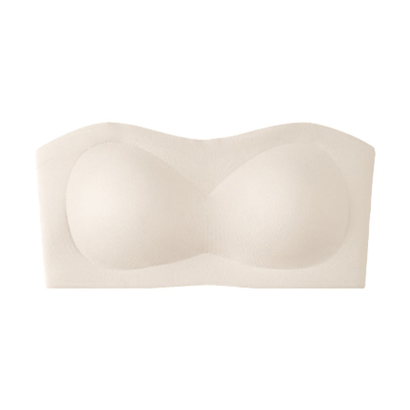 ⛱️💞Womens Strapless Bras Push Up Bandeau Bra Non Slip Wireless Supportive Padded Bras Seamless Comfortable Tube Jelly Bra