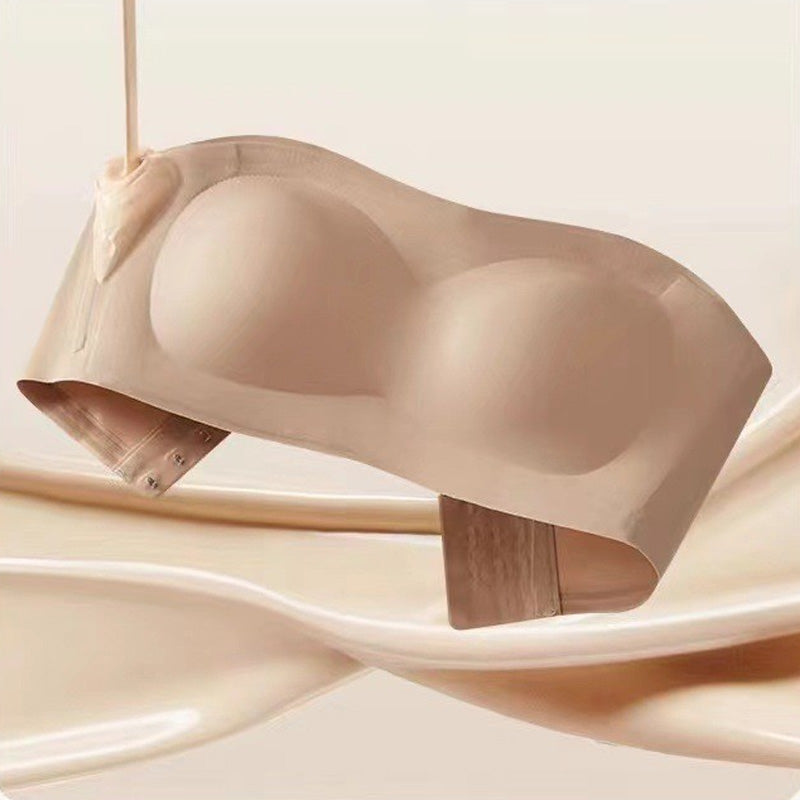 ⛱️💞Womens Strapless Bras Push Up Bandeau Bra Non Slip Wireless Supportive Padded Bras Seamless Comfortable Tube Jelly Bra