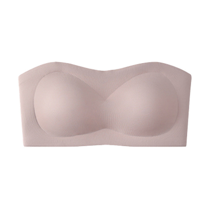 ⛱️💞Womens Strapless Bras Push Up Bandeau Bra Non Slip Wireless Supportive Padded Bras Seamless Comfortable Tube Jelly Bra